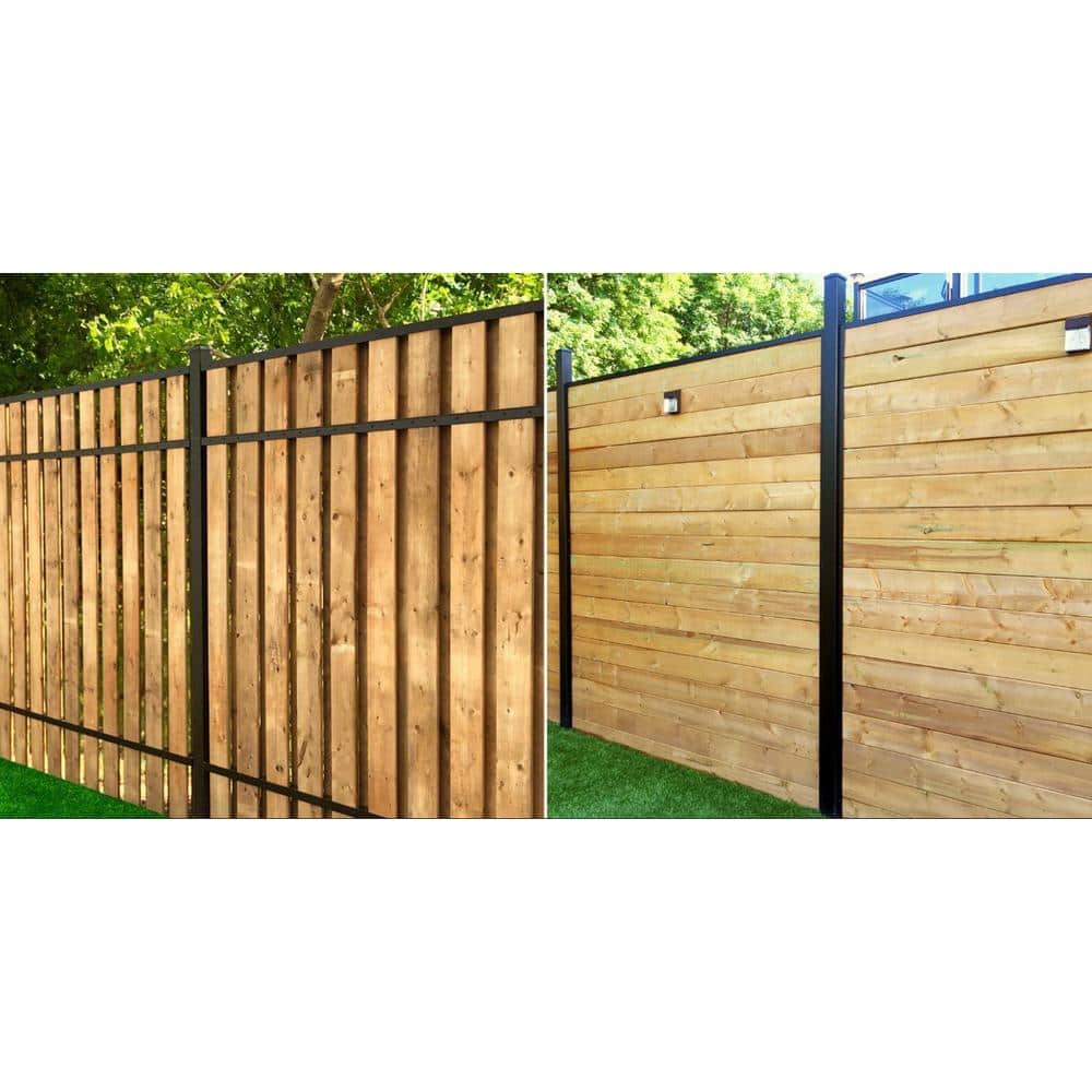 Slipfence 4 in. x 4 in. x 124 in. Black Aluminum Fence Post Includes Post Cap