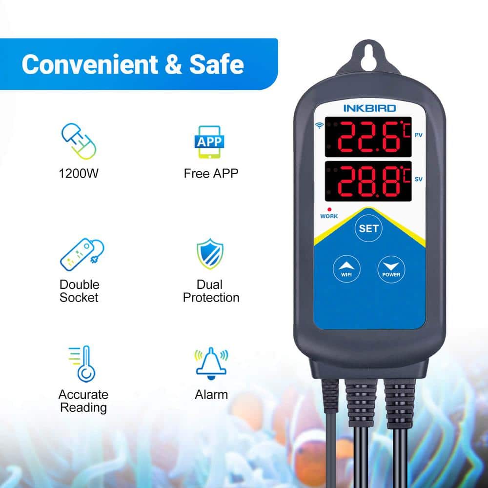 INKBIRD Wi-Fi Aquarium Temperature Controller with Waterproof Sensor