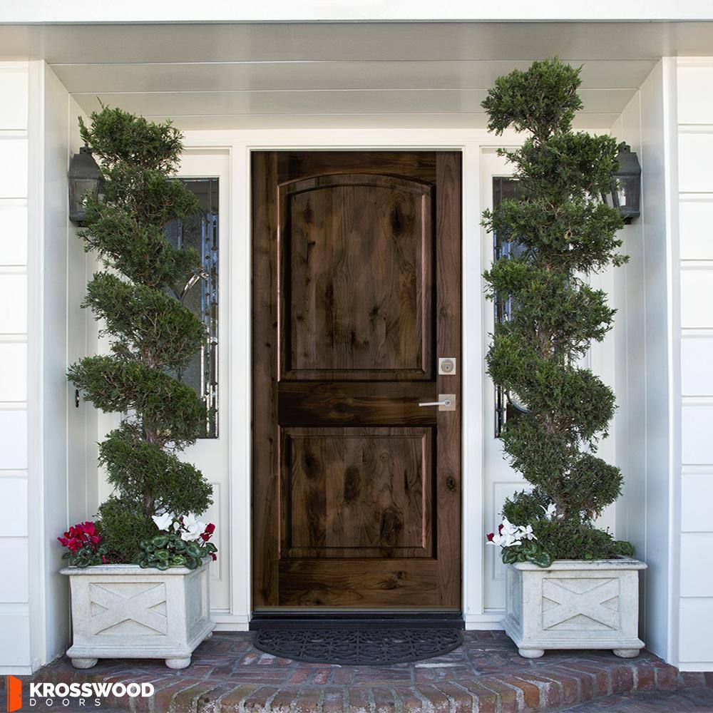 Krosswood Doors 30 in. x 80 in. Knotty Alder 2 Panel Left-Hand/Inswing Black Stain Wood Prehung Front Door