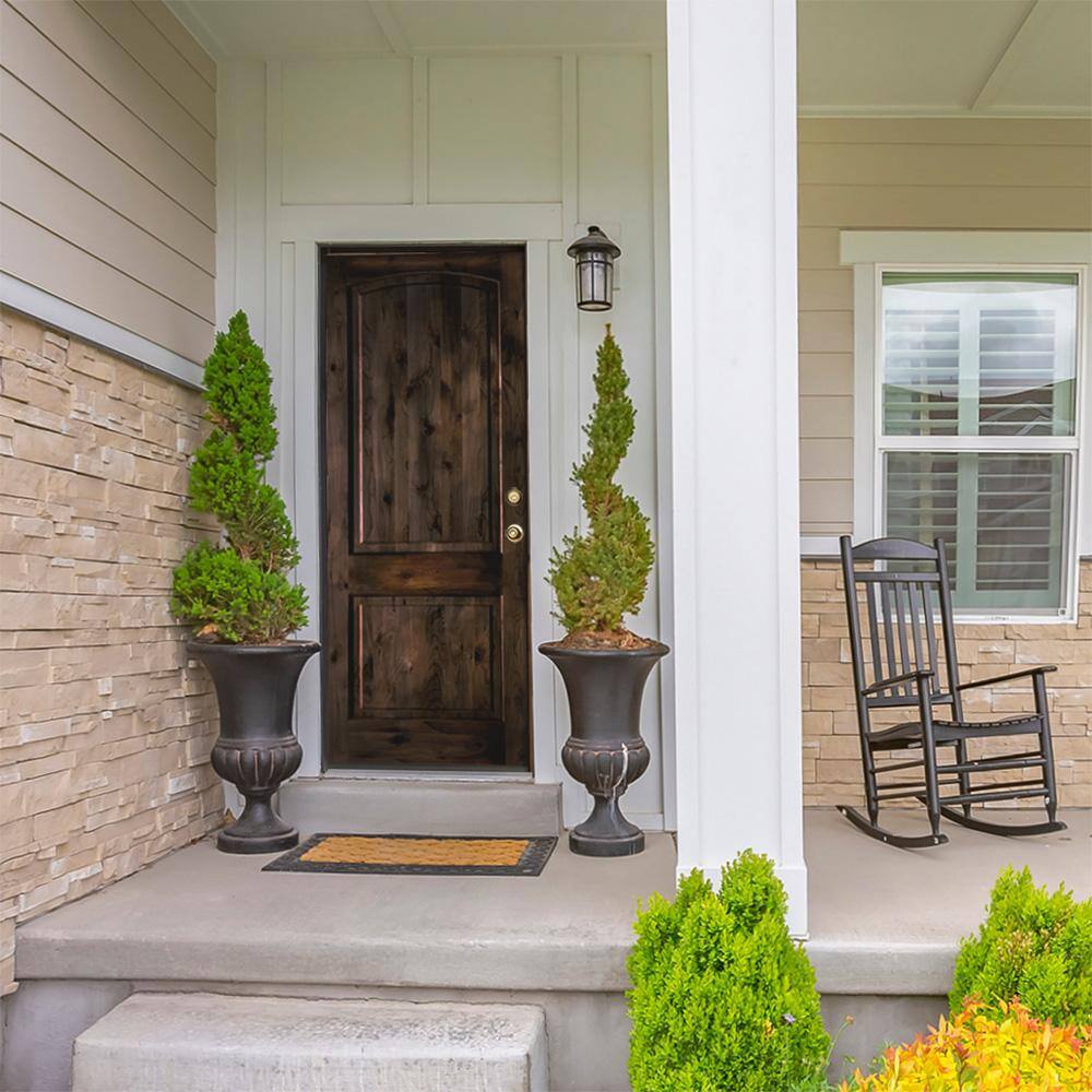 Krosswood Doors 30 in. x 96 in. Knotty Alder 2-Panel Left-Hand/Inswing Black Stain Wood Prehung Front Door
