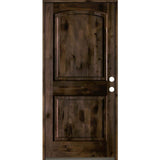 Krosswood Doors 32 in. x 80 in. Knotty Alder 2-Panel Left-Hand Inswing Black Stain Wood Prehung Front Door