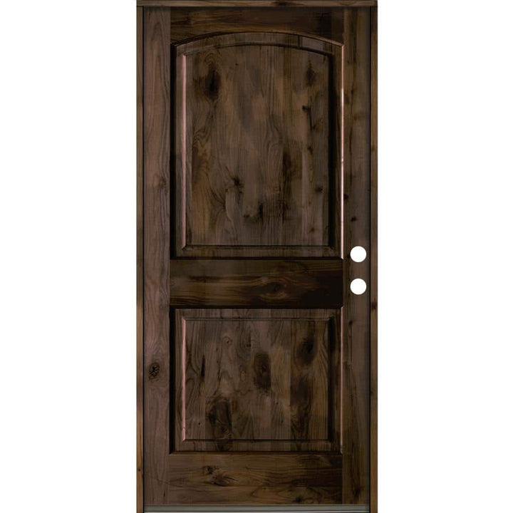 Krosswood Doors 36 in. x 80 in. Knotty Alder 2-Panel Left-Hand Inswing Black Stain Prehung Wood Front Door