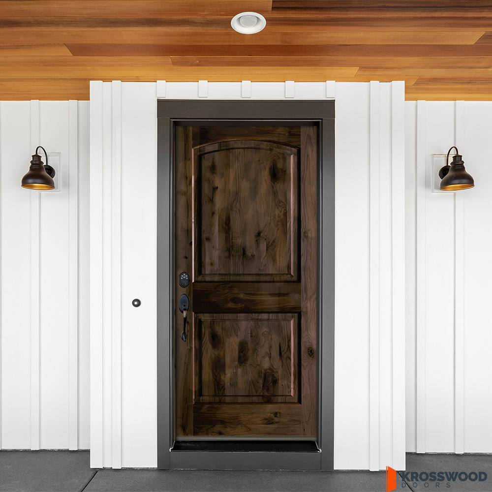 Krosswood Doors 36 in. x 80 in. Knotty Alder 2 Panel Right-Hand/Inswing Black Stain Wood Prehung Front Door