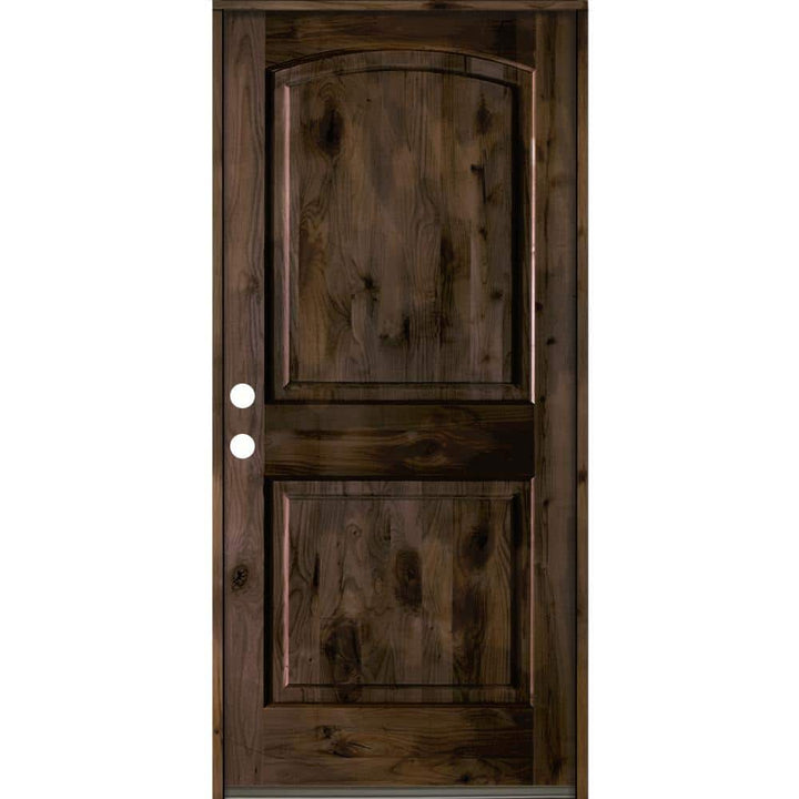Krosswood Doors 42 in. x 80 in. Knotty Alder 2 Panel Right-Hand/Inswing Black Stain Wood Prehung Front Door