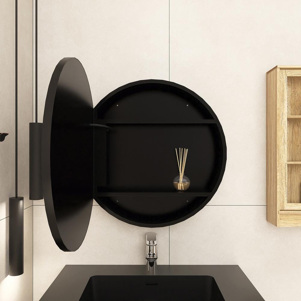 Staykiwi 24 in. W x 24 in. H 3 colors with light Round Iron Medicine Cabinet with Mirror