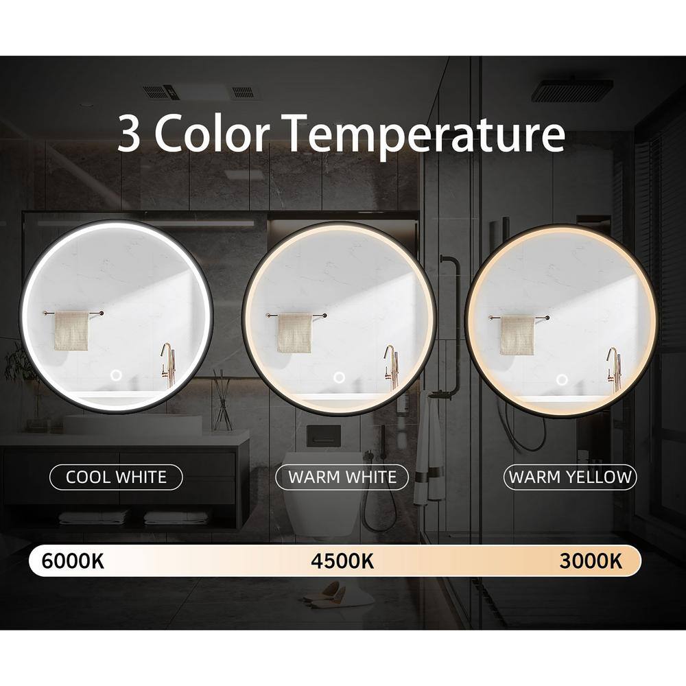 Staykiwi 24 in. W x 24 in. H 3 colors with light Round Iron Medicine Cabinet with Mirror