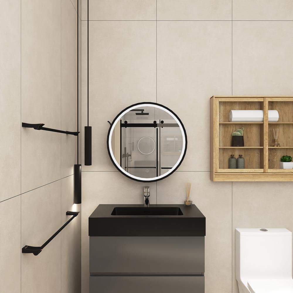 Staykiwi 24 in. W x 24 in. H 3 colors with light Round Iron Medicine Cabinet with Mirror