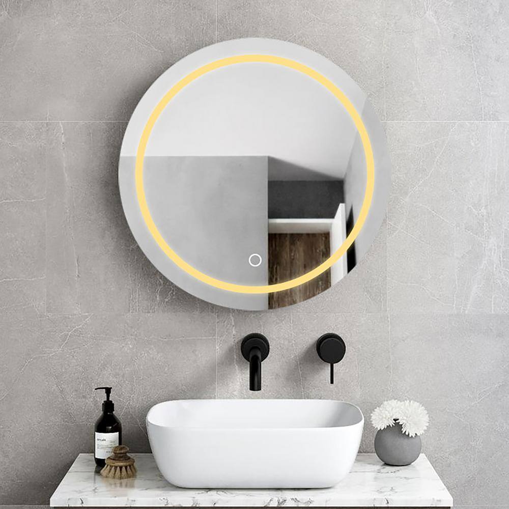 Staykiwi 26 in. W x 26 in. H Round Iron Medicine Cabinet with Mirror