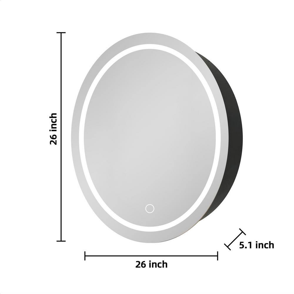 Staykiwi 26 in. W x 26 in. H Round Iron Medicine Cabinet with Mirror
