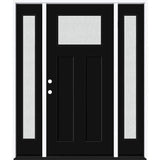 Steves & Sons Legacy Series Black Fiberglass Front Door with Two Sidelites, Left-Hand Inswing, Bronze Hinges — 64-1/2 in. x 81-1/2 in.