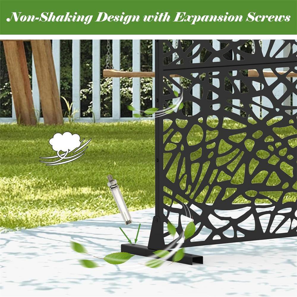 Sudzendf Black Mesh Shape Metal Privacy Screens and Panels with Free Standing, for Balcony Patio Garden, Room Divider