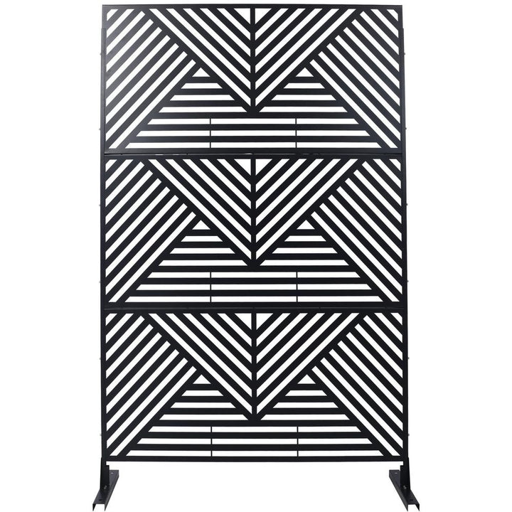 Sudzendf Black Metal Outdoor Indoor Privacy Screens and Panels with Free Standing, Decorative Screen for Balcony Patio Garden