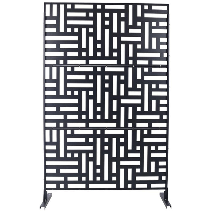 Sudzendf Black Metal Outdoor Indoor Privacy Screens and Panels with Free Standing, Decorative Screen for Balcony Patio Garden