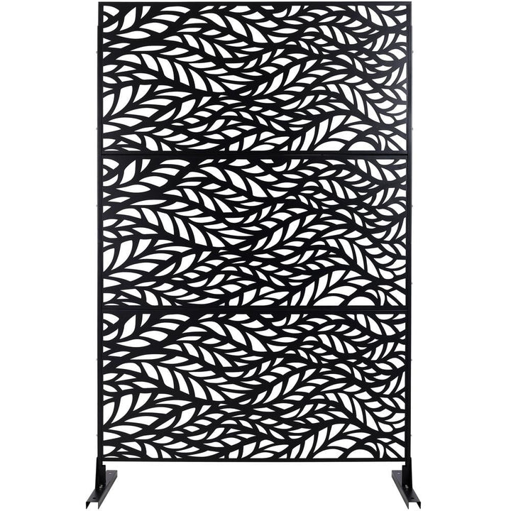 Sudzendf Black Metal Outdoor Indoor Privacy Screens and Panels with Free Standing, Decorative Screen for Balcony Patio Garden