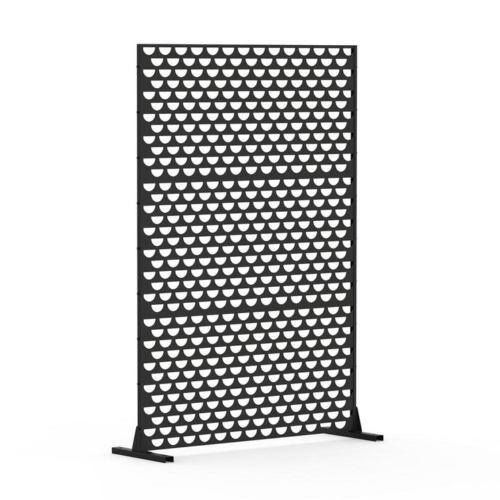 Sudzendf 5.9 ft. H x 4 ft. W 3-Panels Black Metal Freestanding Outdoor Privacy Screens for Balcony Patio Garden, Room Divider