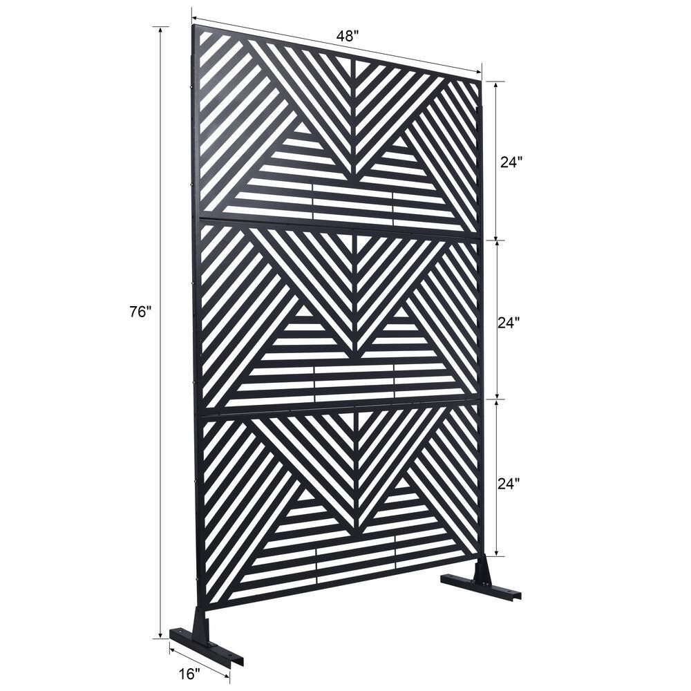 Sudzendf Outdoor and Indoor Freestanding Decorative Privacy Screen Metal Privacy Screen, Fence Panels in Black