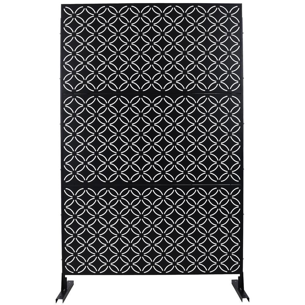 Sudzendf Outdoor and Indoor Freestanding Decorative Privacy Screen Metal Privacy Screen, Fence Panels in Black