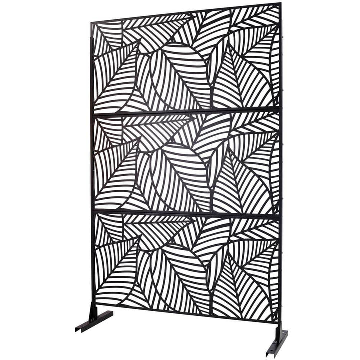 Sudzendf Outdoor and Indoor Freestanding Decorative Privacy Screen Metal Privacy Screen, Fence Panels in Black