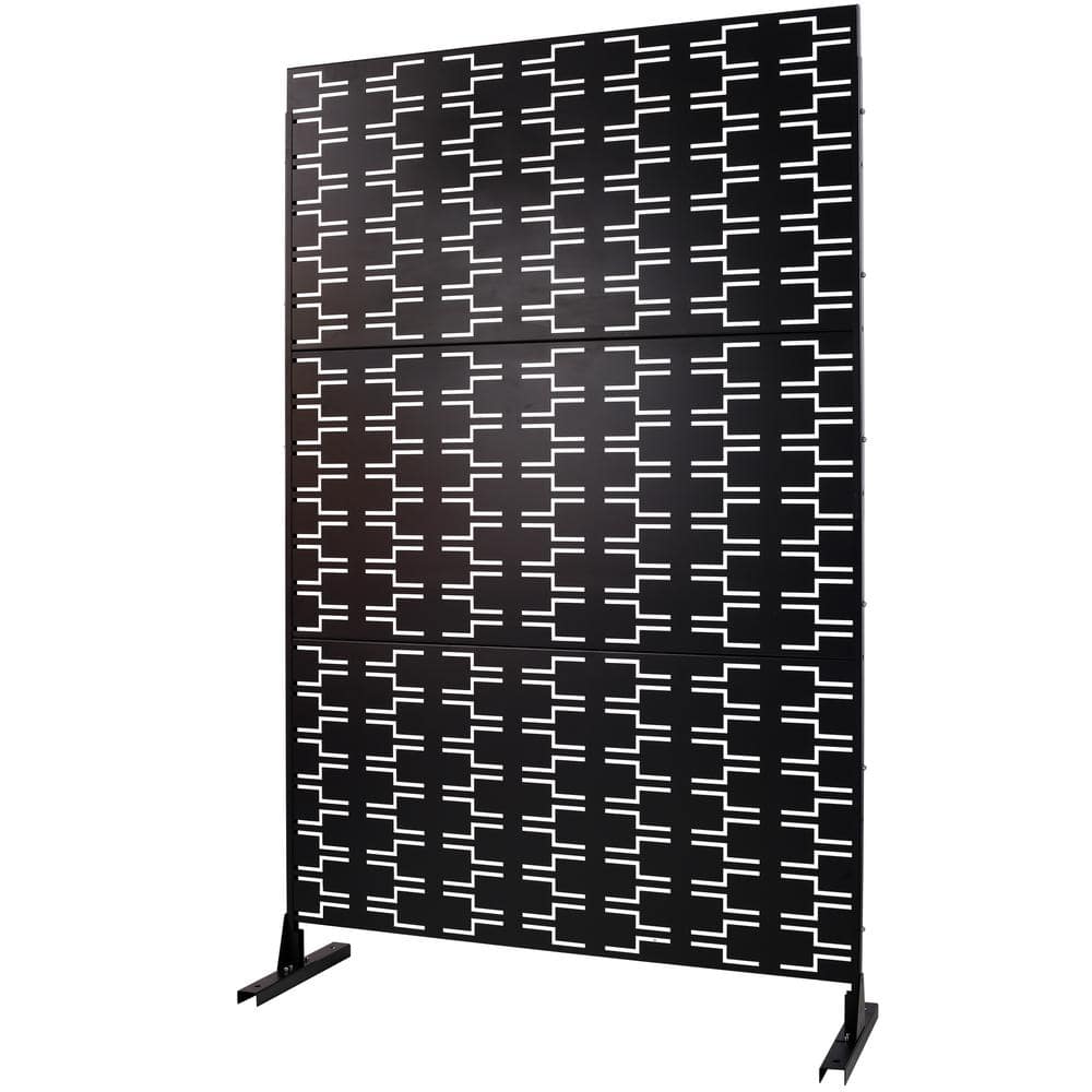 Sudzendf Outdoor and Indoor Freestanding Decorative Privacy Screen Metal Privacy Screen, Fence Panels in Black