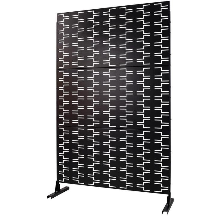 Sudzendf Outdoor and Indoor Freestanding Decorative Privacy Screen Metal Privacy Screen, Fence Panels in Black