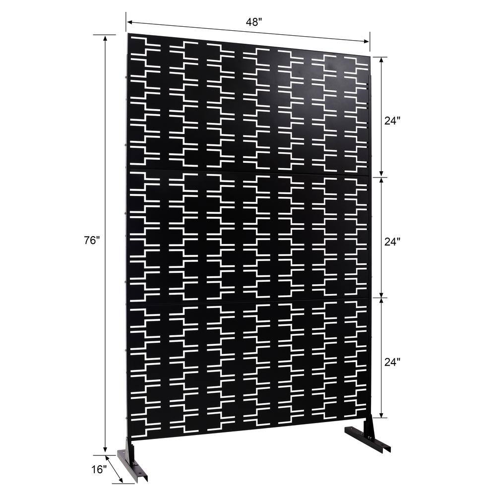 Sudzendf Outdoor and Indoor Freestanding Decorative Privacy Screen Metal Privacy Screen, Fence Panels in Black