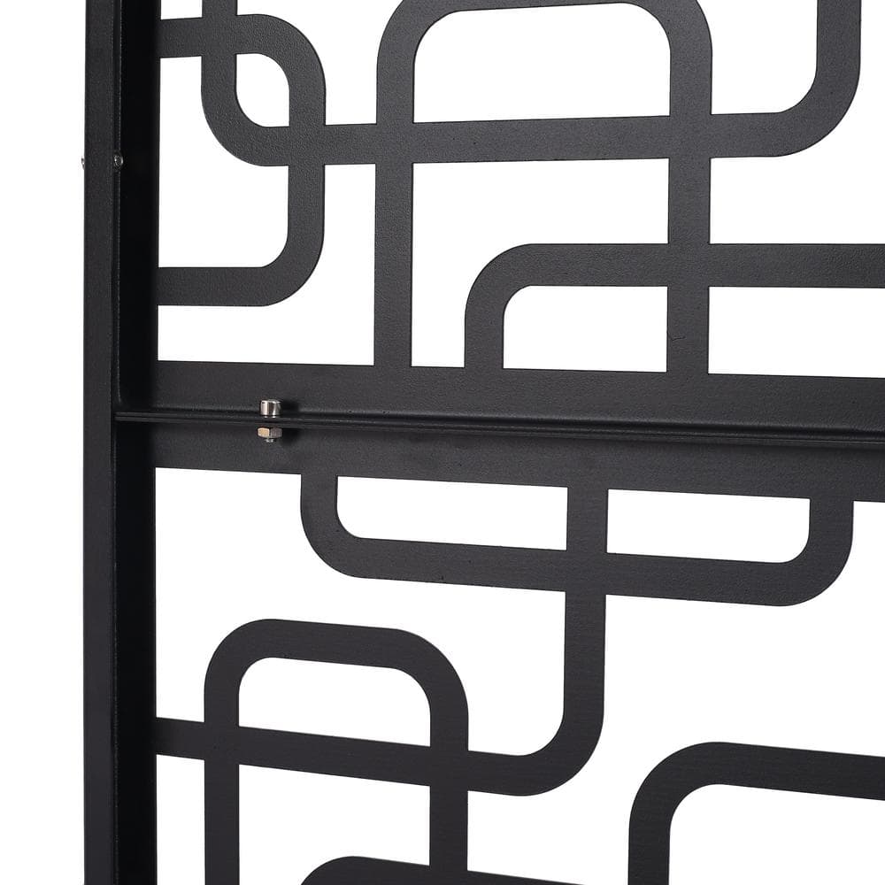 Sudzendf Outdoor and Indoor Freestanding Decorative Privacy Screen Metal Privacy Screen, Fence Panels in Black