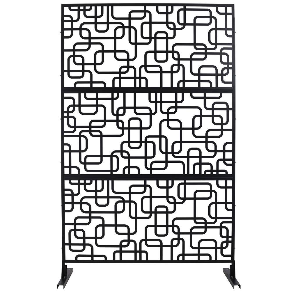 Sudzendf Outdoor and Indoor Freestanding Decorative Privacy Screen Metal Privacy Screen, Fence Panels in Black