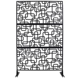 Sudzendf Outdoor and Indoor Freestanding Decorative Privacy Screen Metal Privacy Screen, Fence Panels in Black