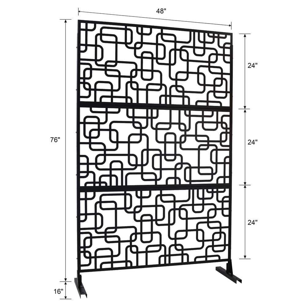 Sudzendf Outdoor and Indoor Freestanding Decorative Privacy Screen Metal Privacy Screen, Fence Panels in Black