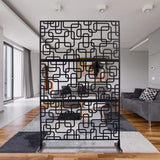 Sudzendf Outdoor and Indoor Freestanding Decorative Privacy Screen Metal Privacy Screen, Fence Panels in Black