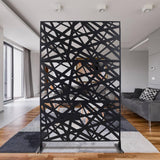 Sudzendf Outdoor and Indoor Freestanding Decorative Privacy Screen Metal Privacy Screen, Fence Panels in Black