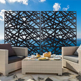 Sudzendf Outdoor and Indoor Freestanding Decorative Privacy Screen Metal Privacy Screen, Fence Panels in Black
