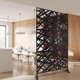 Sudzendf Outdoor and Indoor Freestanding Decorative Privacy Screen Metal Privacy Screen, Fence Panels in Black