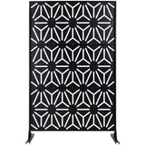 Sudzendf Outdoor and Indoor Freestanding Decorative Privacy Screen Metal Privacy Screen, Fence Panels in Black
