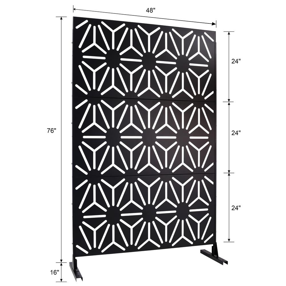 Sudzendf Outdoor and Indoor Freestanding Decorative Privacy Screen Metal Privacy Screen, Fence Panels in Black