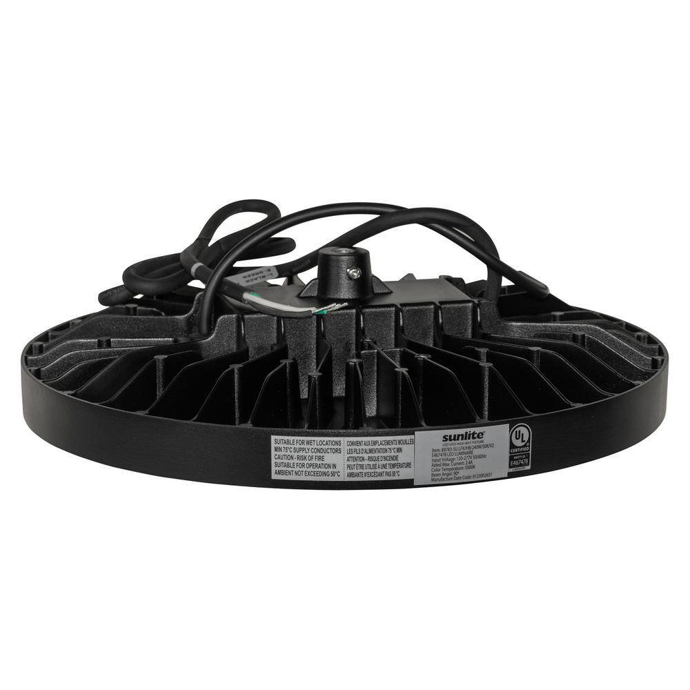 Sunlite 12.6 in. 450 Watt Equivalent Integrated LED Dimmable Black High Bay Light, 5000K