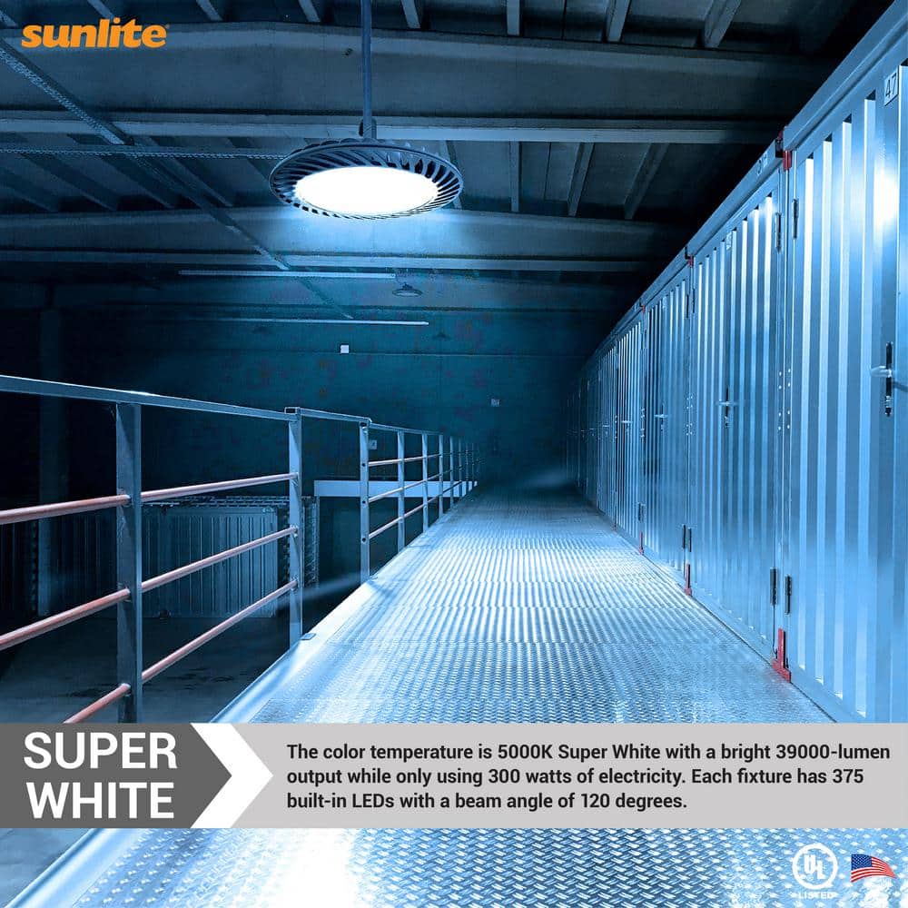 Sunlite 12.3 in. 750-Watt Equivalent Integrated LED Dimmable Black High Bay UFO Light 5000K 39000 Lumens, UL Listed, IP65