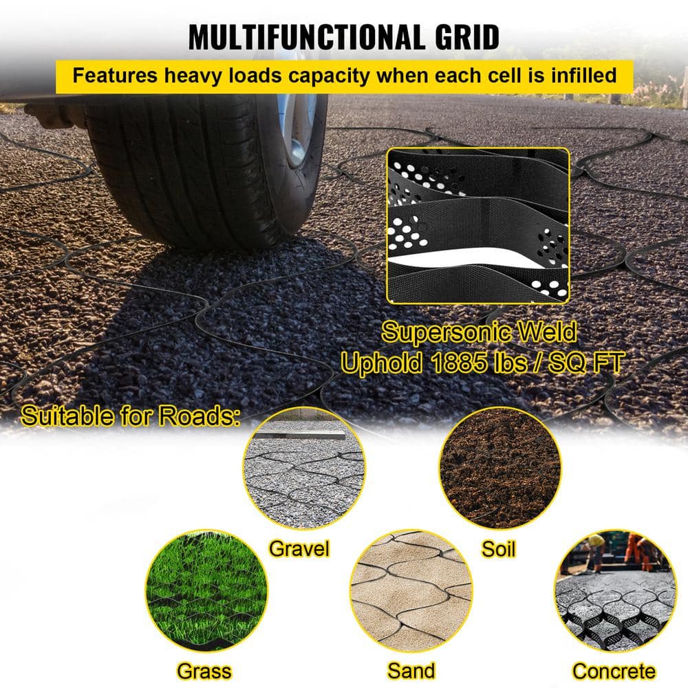 SVOPES Ground Grid, 300 in. x 114 in. x 3 in. Geo Grid for Stabilization, 1885 lbs. /Sqft Plastic Paver for DIY Patio, Walkway