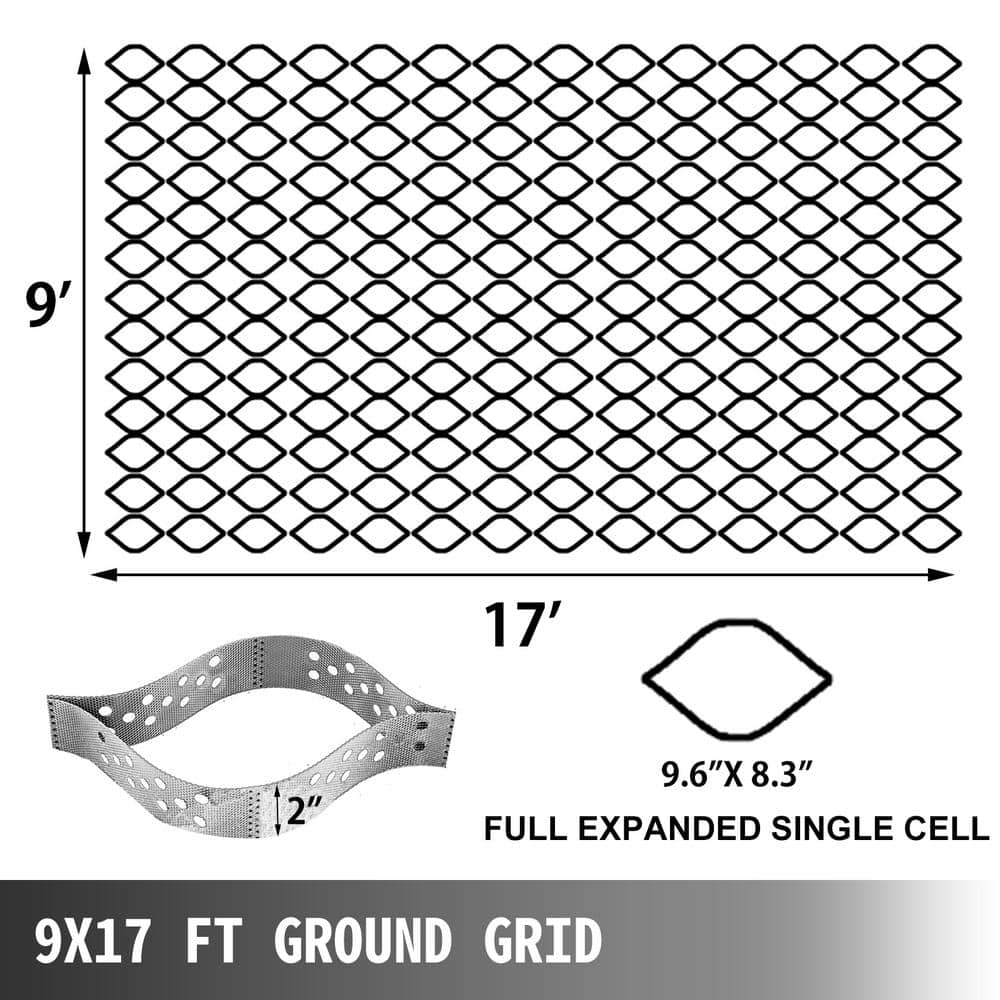 SVOPES Gravel Grid 9 ft. W x 17 ft. L x 2 in. H Geocell Ground Grid 1885LBS Per Sq Patio Plastic Grid Paver for Slope Driveways