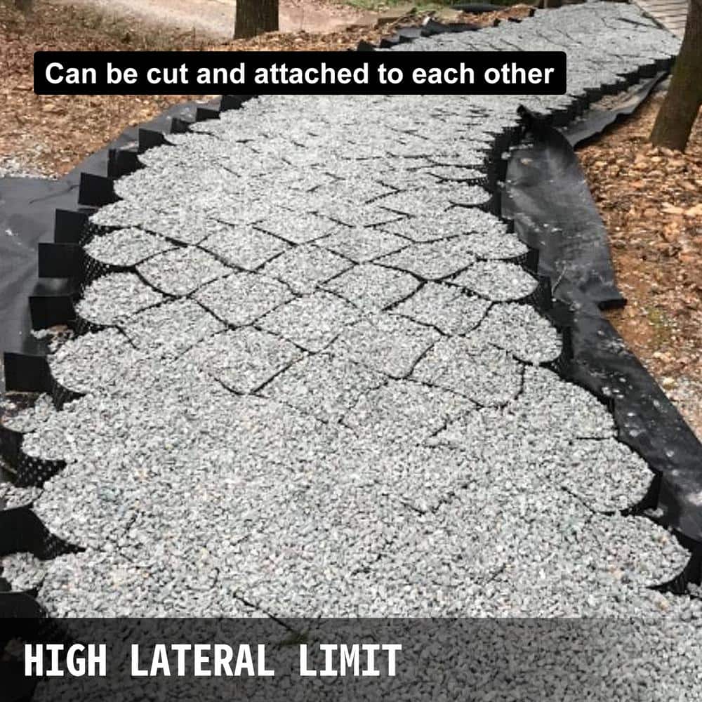 SVOPES Gravel Grid 9 ft. W x 17 ft. L x 2 in. H Geocell Ground Grid 1885LBS Per Sq Patio Plastic Grid Paver for Slope Driveways