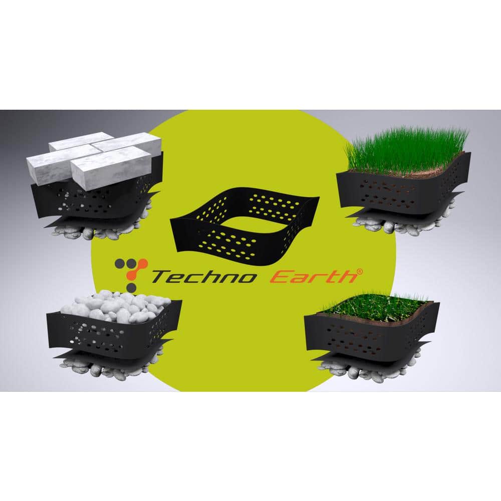 Techno Earth 9 ft. x 17 ft. x 4 inch Geocell Black Honeycomb Ground Grid HDPE Plastic Paver (160 sq. ft.)