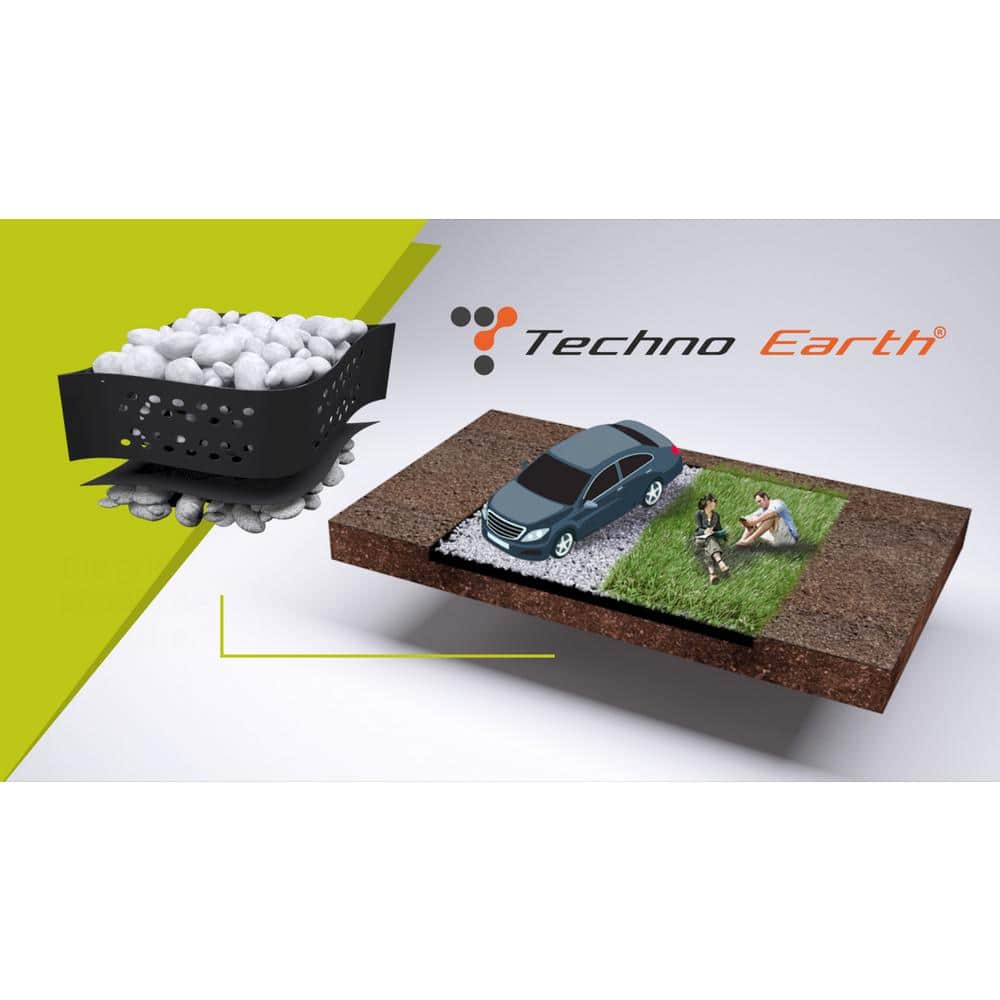 Techno Earth 9 ft. x 17 ft. x 4 inch Geocell Black Honeycomb Ground Grid HDPE Plastic Paver (160 sq. ft.)