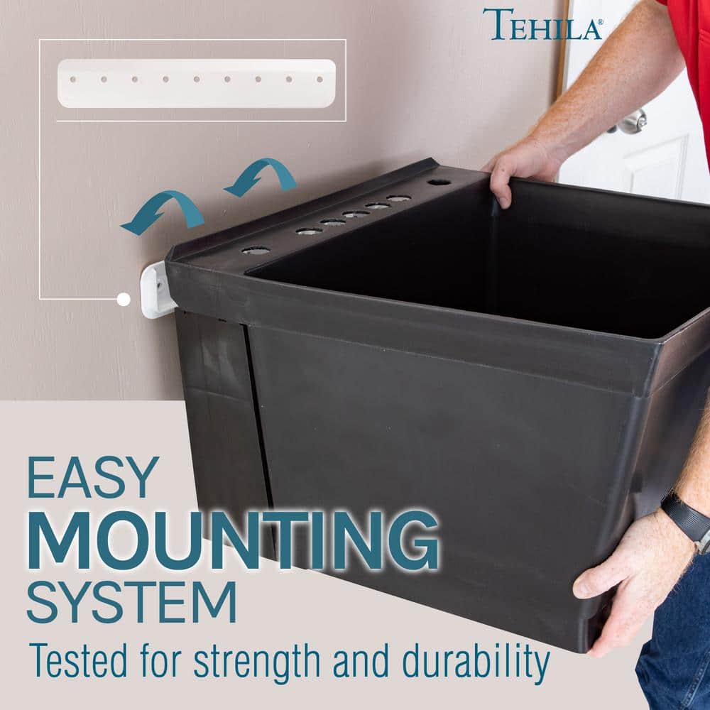 TEHILA Black Thermoplastic Wall Mounted Utility Sink Kit 23.5"
