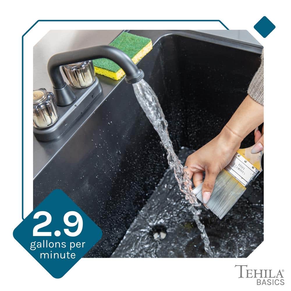 TEHILA 24.75 in. Black Thermoplastic Utility Sink with Matte Finish Faucet