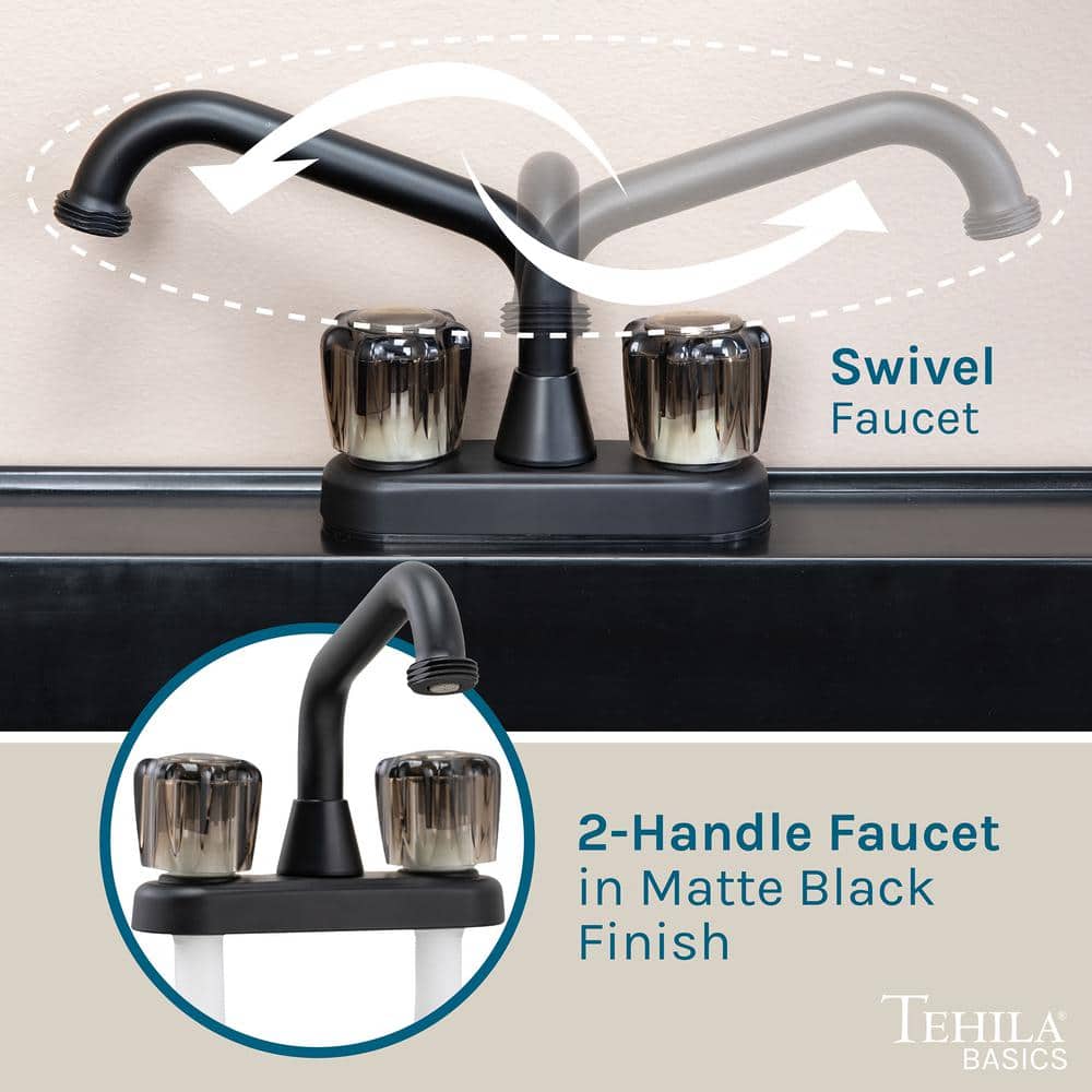 TEHILA 24.75 in. Black Thermoplastic Utility Sink with Matte Finish Faucet