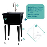 TEHILA Complete 19 Gal. Black Utility Sink with Pull-Down Faucet