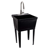 TEHILA Complete 19 Gal. Black Utility Sink with Pull-Down Faucet