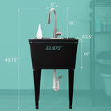 TEHILA Complete 19 Gal. Black Utility Sink with Pull-Down Faucet