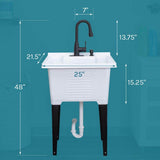 TEHILA 25 in. x 21.5 in. ABS Utility Sink with Matte Black Faucet