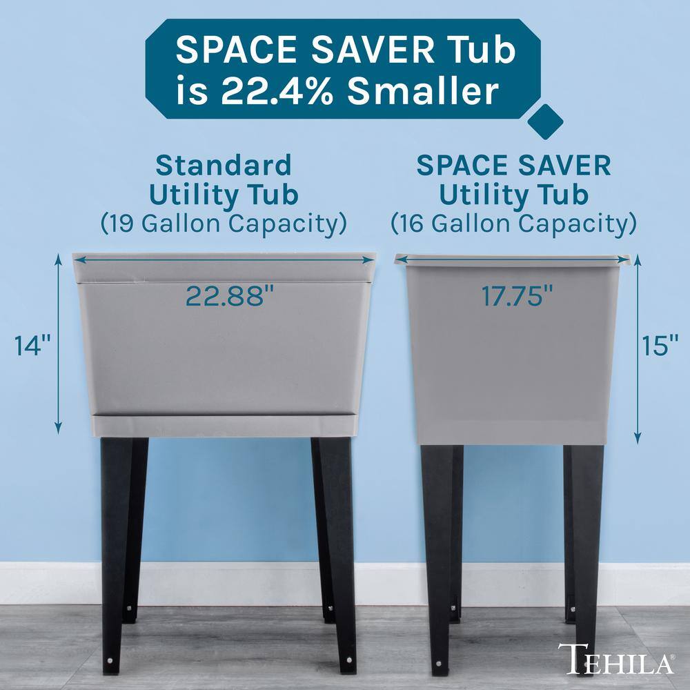 TEHILA 17.75 in. x 23.25 in. Thermoplastic Freestanding Utility Sink with Black Faucet and Sprayer